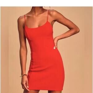 Lulus Mini Dress Stay Out Later Red Backless bodycon- M NWT